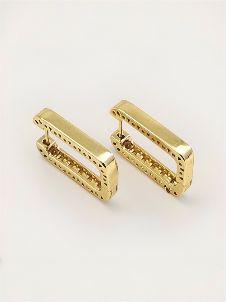 14k Gold Plated Rectangular Geometric Hoop Earrings | Modern Luxury Jewelry